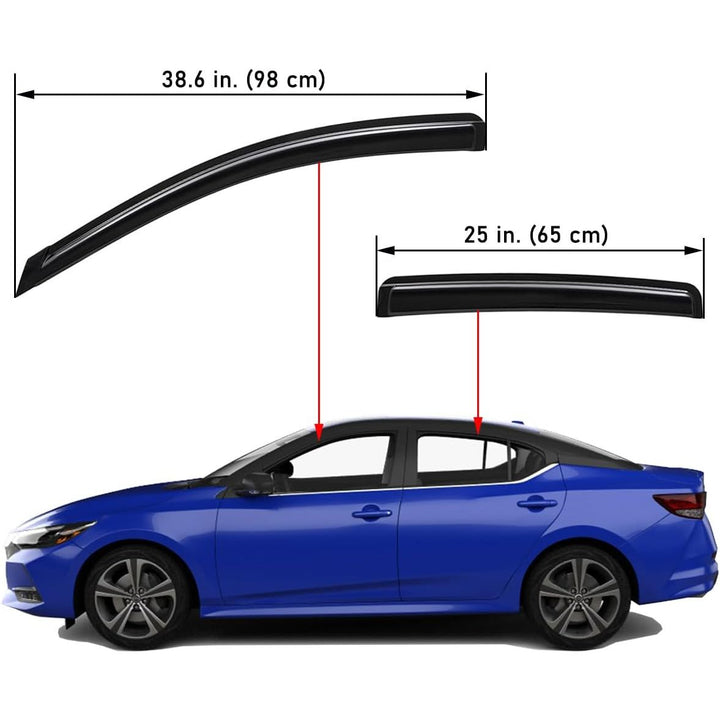 Extra Durable Outside - Mount Auto Vent Window Visor, Fits 2020 - 2025 Nissan Sentra, UV Protection Rain Guard, Original Wind Deflector, No - Drill Easy Install, Dark Smoke, 4 - Pcs - Just Closeouts Canada Inc.X003Q8NG7N