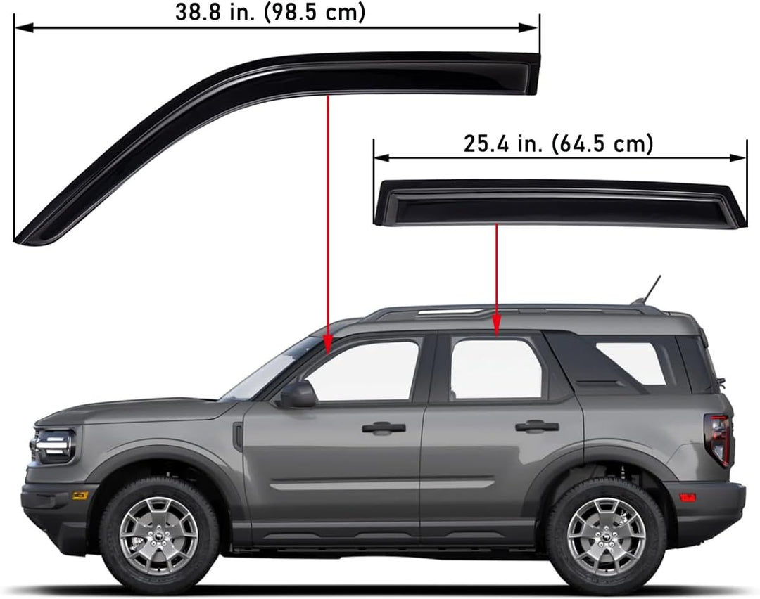 Extra Durable Outside - Mount Auto Vent Window Visor, Fits 2021 - 2025 Ford Bronco Sport, UV Protection Rain Guard, Original Wind Deflector, No - Drill Easy Install, Dark Smoke, 4 - Pcs - Just Closeouts Canada Inc.X003AVYY3L