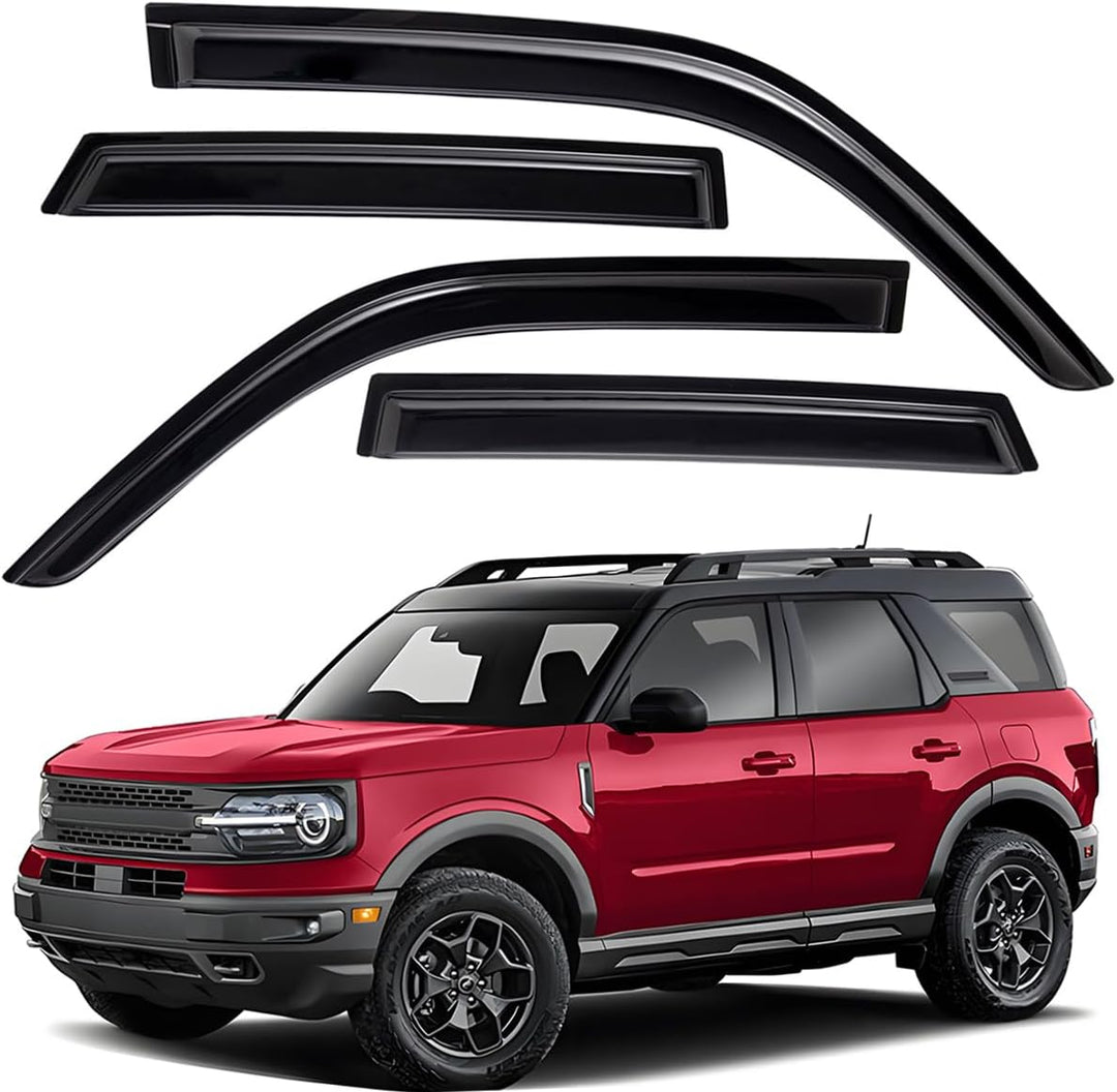 Extra Durable Outside - Mount Auto Vent Window Visor, Fits 2021 - 2025 Ford Bronco Sport, UV Protection Rain Guard, Original Wind Deflector, No - Drill Easy Install, Dark Smoke, 4 - Pcs - Just Closeouts Canada Inc.X003AVYY3L