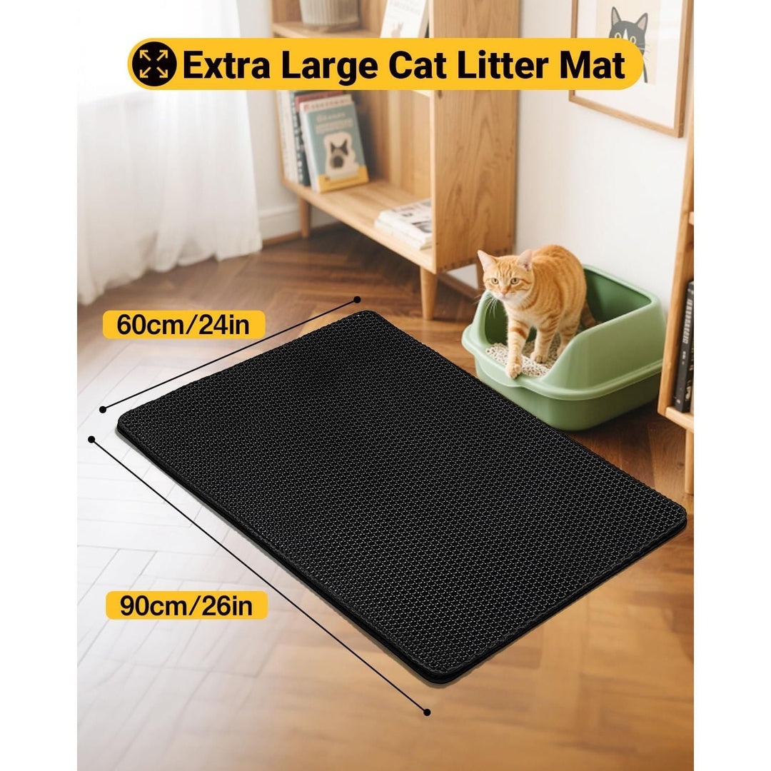 Extra Large Cat Litter Mat 90 X 60 cm Kitty Litter Trapping Mat for Litter Box - Honeycomb Black Hole Design - Waterproof, Urine Proof Trapper - Scatter Control, Easy Clean Rug for Litter Tray, White - Just Closeouts Canada Inc.B0C872TG7M