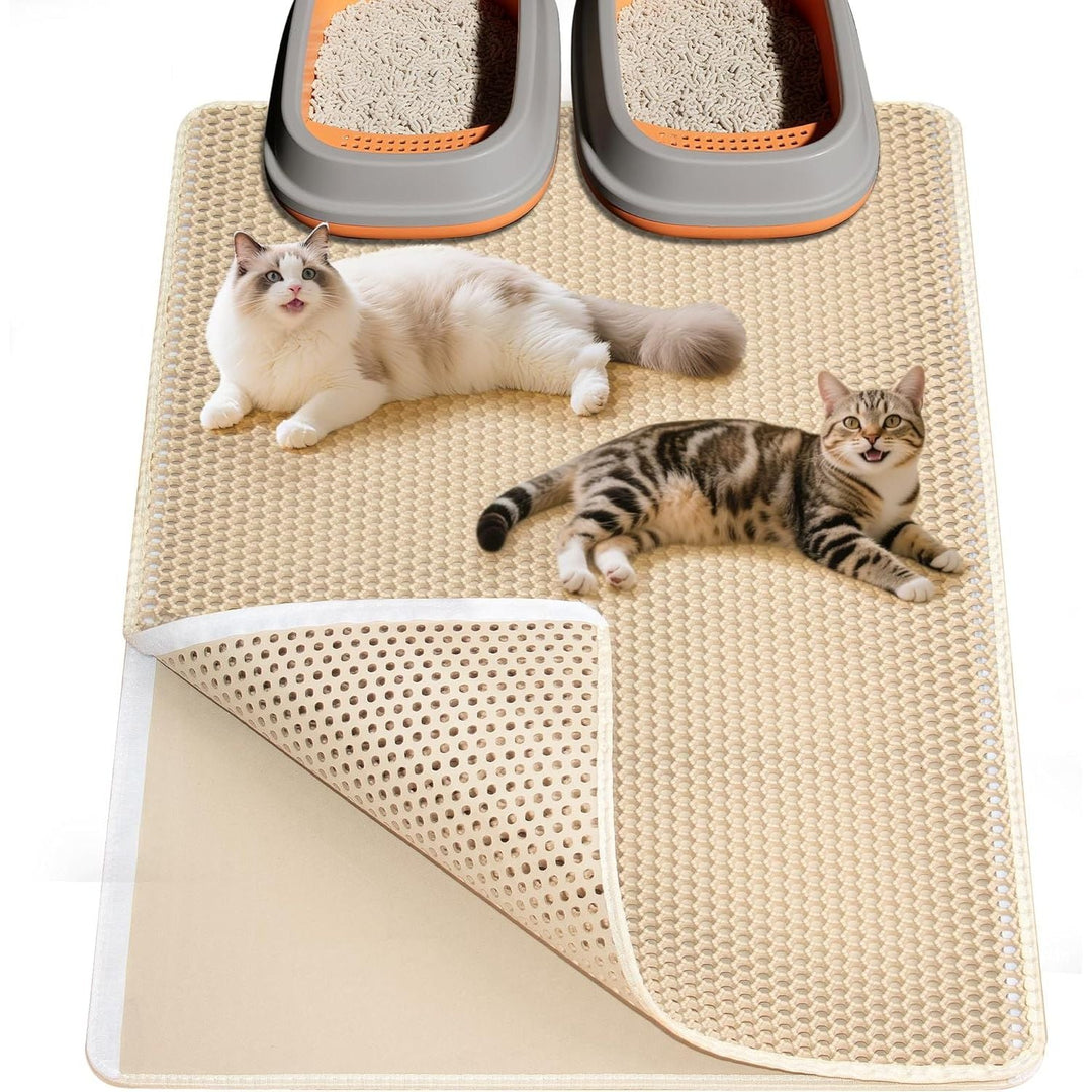 Extra Large Cat Litter Mat 90 X 60 cm Kitty Litter Trapping Mat for Litter Box - Honeycomb Black Hole Design - Waterproof, Urine Proof Trapper - Scatter Control, Easy Clean Rug for Litter Tray, White - Just Closeouts Canada Inc.B0C872TG7M