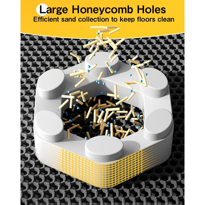 Extra Large Cat Litter Mat 90 X 60 cm Kitty Litter Trapping Mat for Litter Box - Honeycomb Black Hole Design - Waterproof, Urine Proof Trapper - Scatter Control, Easy Clean Rug for Litter Tray, White - Just Closeouts Canada Inc.B0C872TG7M