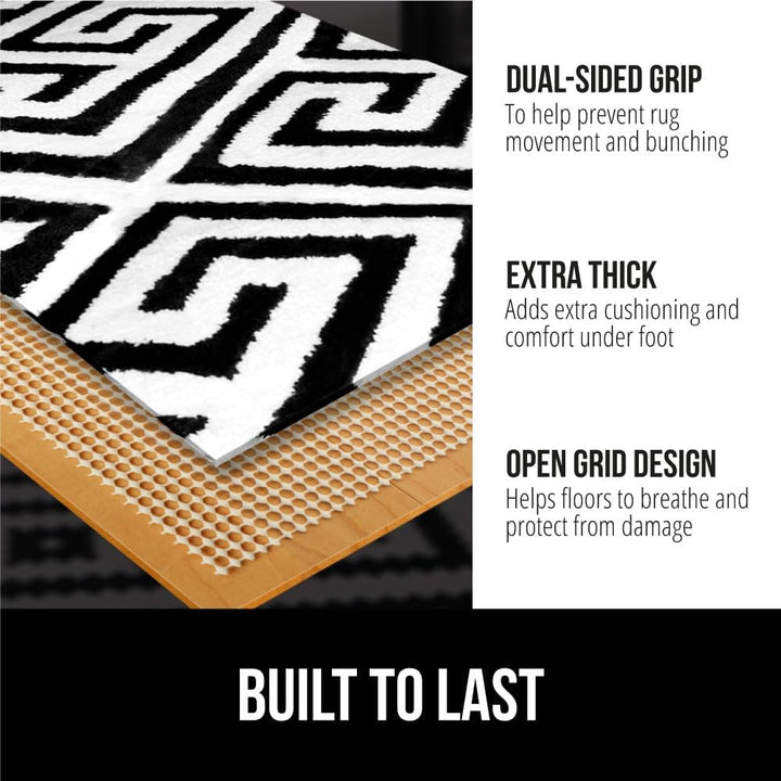 Extra Strong Rug Pad Gripper, 2.5x9 FT, Grips Keep Area Rugs in Place, Thick, Slip and Skid Resistant Pads for Hard Floors, Under Carpet Mat Cushion and Hardwood Floor Protection - Just Closeouts Canada Inc.