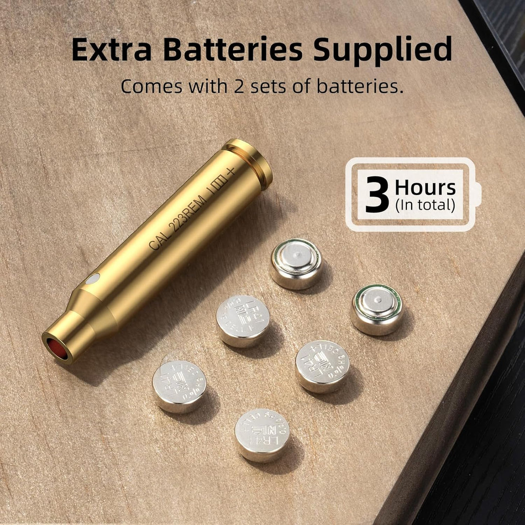 EZshoot Bore Sight 243 308/223 5.56mm/ 9mm/12 - Gauge Red Laser Boresighter with Extra Batteries - Just Closeouts Canada Inc.