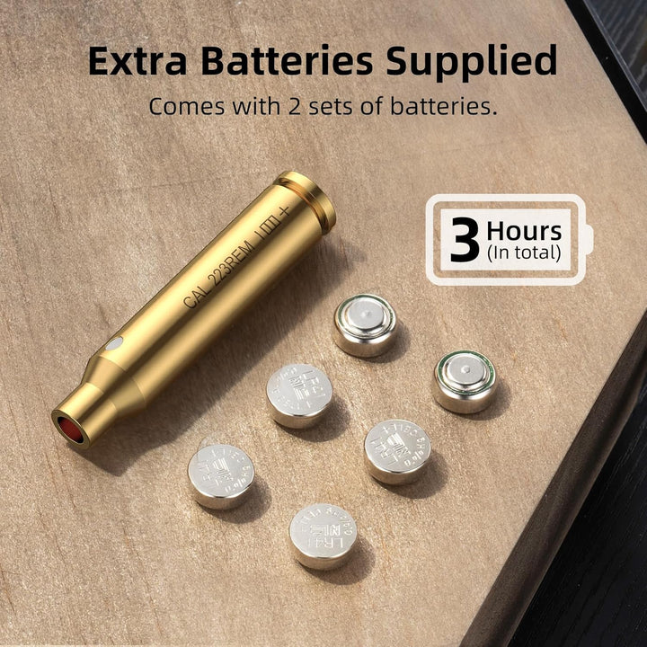 EZshoot Bore Sight 243 308/223 5.56mm/ 9mm/12 - Gauge Red Laser Boresighter with Extra Batteries - Just Closeouts Canada Inc.