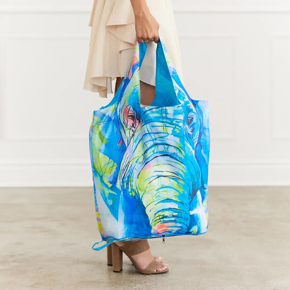 Reusable Foldable Compact Tote Bag - Elephant, 5925-99