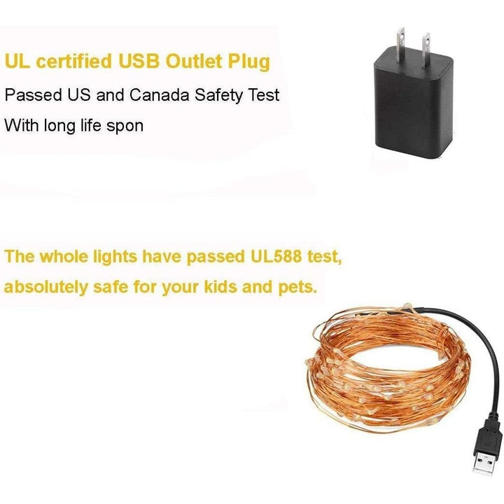 Fairy Lights Plug in, EShing 100LEDs 33Ft String Lights with Power Adapter, UL - Listed Waterproof Decorative Firefly Lights for Wedding Party Backdrop Canopy Tapestry Gazebo Indoor Outdoor Decorations - Just Closeouts Canada Inc.
