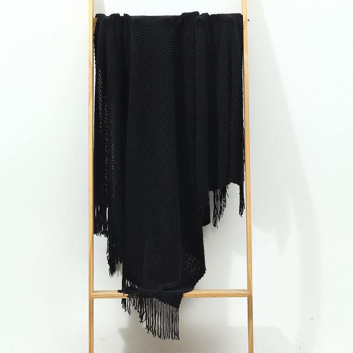 Farmhouse Couch Sofa Throw Blanket for Bedroom Living Room Decoration, Soft Warm Cozy Light Weight for Spring Summer Fall (50''X60'' Black) - Just Closeouts Canada Inc.