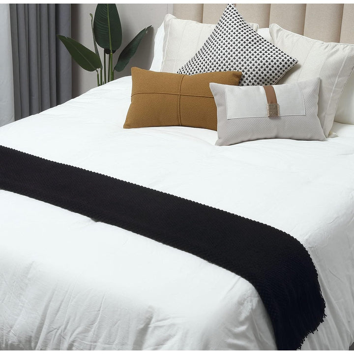 Farmhouse Couch Sofa Throw Blanket for Bedroom Living Room Decoration, Soft Warm Cozy Light Weight for Spring Summer Fall (50''X60'' Black) - Just Closeouts Canada Inc.