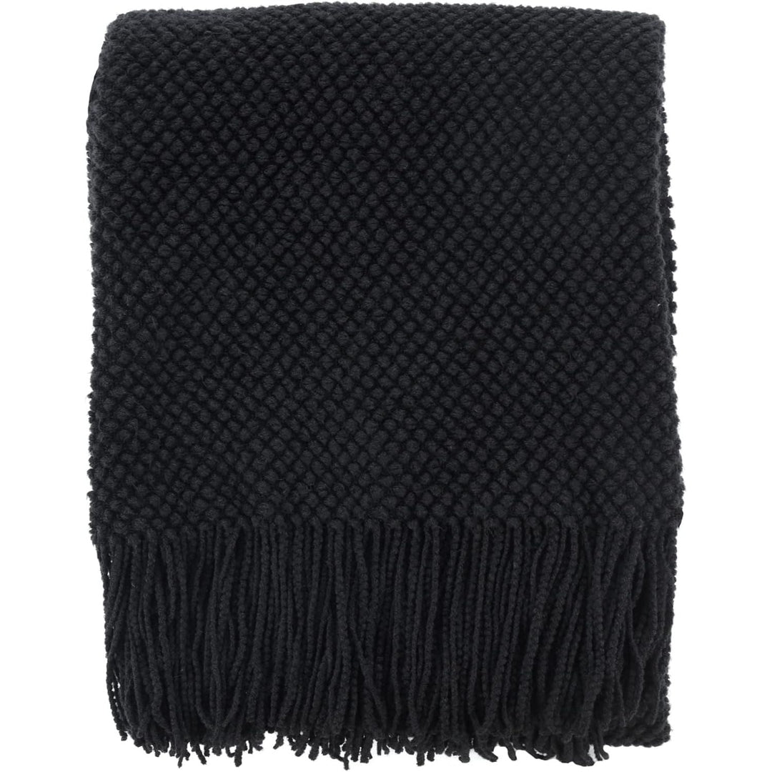 Farmhouse Couch Sofa Throw Blanket for Bedroom Living Room Decoration, Soft Warm Cozy Light Weight for Spring Summer Fall (50''X60'' Black) - Just Closeouts Canada Inc.