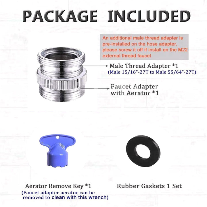 Faucet Adapter with Aerator, 3/4 Inch Garden Hose Connector, Kitchen Brass Faucet to Garden Hose Adapter - Just Closeouts Canada Inc.