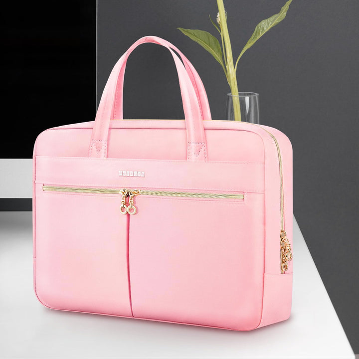 Ferkurn Laptop Bag Case Women Men Computer Bag for Mac HP LG Dell ASUS Acer, Shoulder Strap Carrying Briefcase Messenger Bag, Pink, 15.6 inch - Just Closeouts Canada Inc.