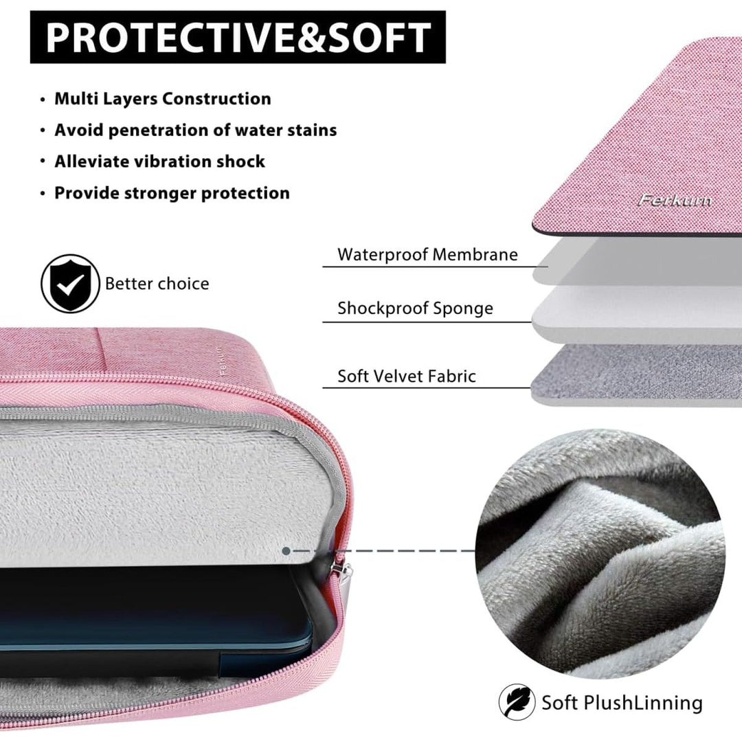 Ferkurn Laptop Case Sleeve Cover Chromebook Case Compatible with MacBook Air/Pro, ipad, Surface Pro, Acer, HP, Dell, ASUS, Lenovo, Waterproof Laptop Case for Men Women, Pink, 11.6 inch - Just Closeouts Canada Inc.