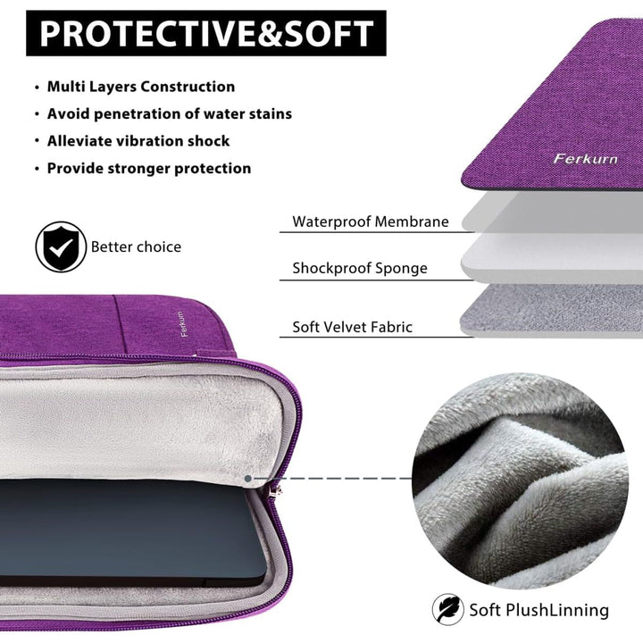 Ferkurn Laptop Case Sleeve Cover Chromebook Case Compatible with MacBook Air/Pro, ipad, Surface Pro, Acer, HP, Dell, ASUS, Lenovo, Waterproof Laptop Case for Men Women, Purple, 11.6 inch - Just Closeouts Canada Inc.