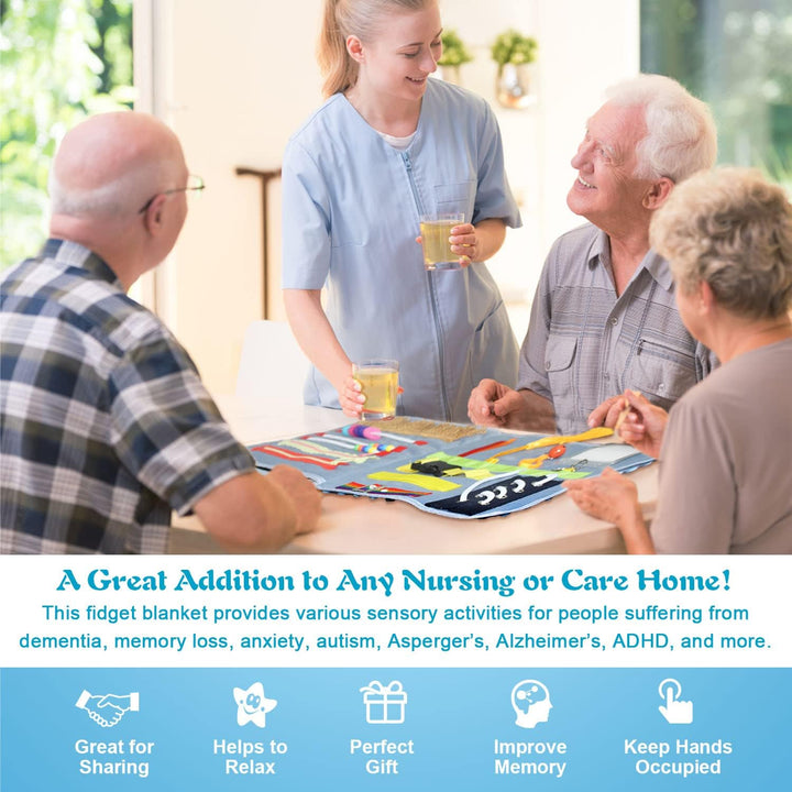 Fidget Blanket for Dementia, Dementia Activities for Seniors with Alzheimer, Sensory Play Mat for Elderly with Autism, Anxiety Relief Aid Product for Memory Loss, Asperger’s Solution Pad 20.5"*12.2" - Just Closeouts Canada Inc.