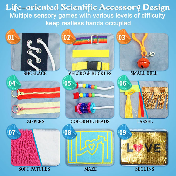 Fidget Blanket for Dementia, Dementia Activities for Seniors with Alzheimer, Sensory Play Mat for Elderly with Autism, Anxiety Relief Aid Product for Memory Loss, Asperger’s Solution Pad 20.5"*12.2" - Just Closeouts Canada Inc.