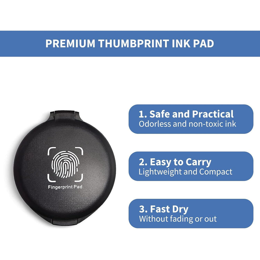 Fingerprint Ink Pad, Thumbprint Ink Pad for Office Notary Supplies Identification Security ID Fingerprint Cards, Law Enforcement Fingerprint Kit Black Thumb Print Ink Pad Stamp Pad (Black 2 Pack) - Just Closeouts Canada Inc.