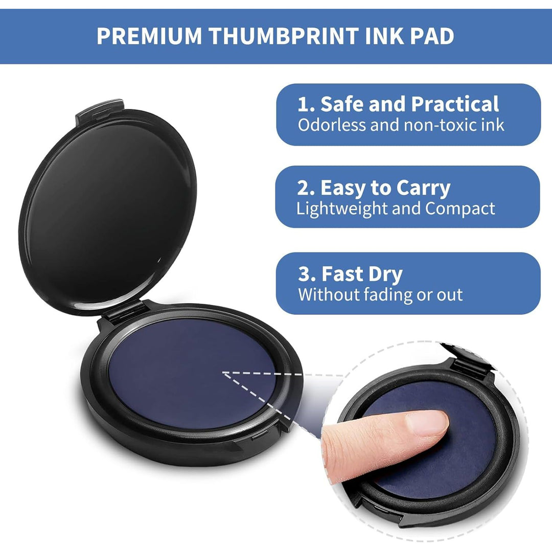 Fingerprint Ink Pad Thumbprint Ink Pad for Office Notary Supplies Identification Security ID Fingerprint Cards Law Enforcement Fingerprint Kit Thumb Print Ink Pad Stamp Pad (Blue - 2 Pack) - Just Closeouts Canada Inc.