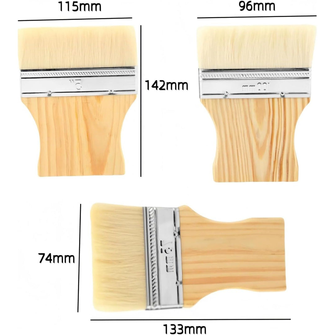 Flat Paddle Paintbrushes with Wooden Handles, 3-Piece Set - Just Closeouts Canada Inc.