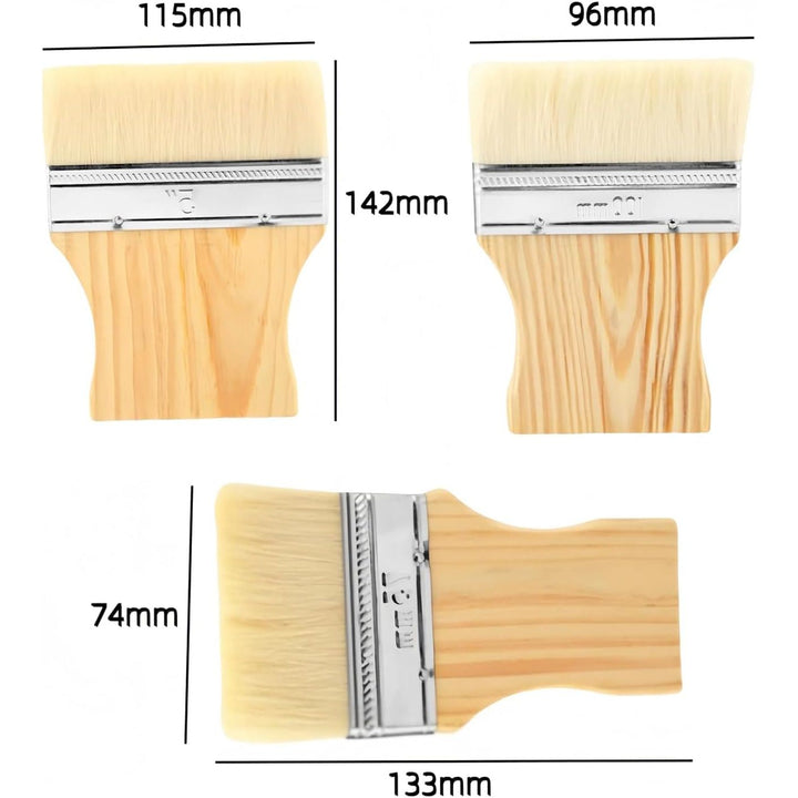 Flat Paddle Paintbrushes with Wooden Handles, 3-Piece Set - Just Closeouts Canada Inc.