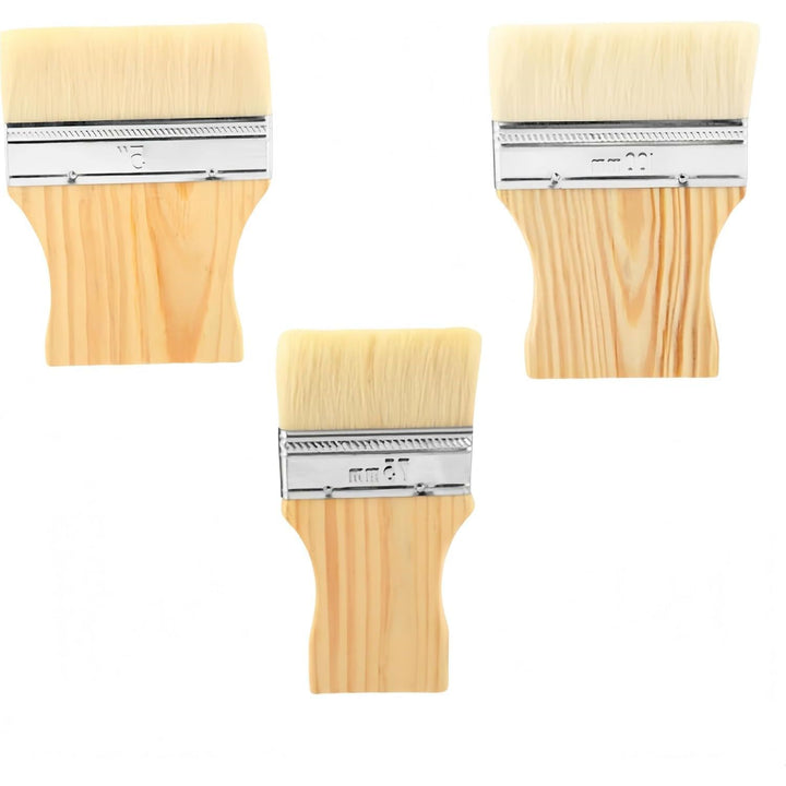 Flat Paddle Paintbrushes with Wooden Handles, 3-Piece Set - Just Closeouts Canada Inc.