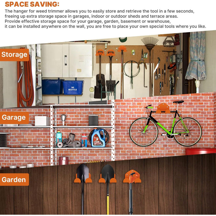 FLEXI RODS Garage Storage Garage Organizer Trimmer Rack Garden Power Tool Hanger for Grass Trimmer, Hedge Trimmer, Garage Wall, Garage Trimmer, Garden Tools, 1 Pack - Just Closeouts Canada Inc.