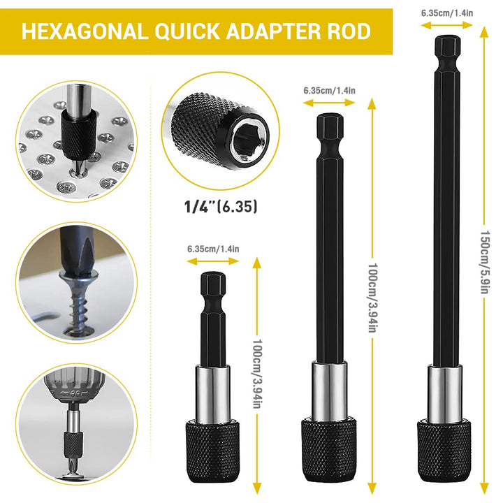 Flexible Drill Bit Extension Set, 105° Right Angle Drill Attachment, 1/4 3/8 1/2" Hex Shank Impact Driver Socket Adapter Rotatable Socket, Bendable Drill Bit Extension and Screwdriver Bit Kit - Just Closeouts Canada Inc.