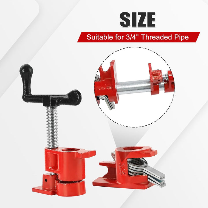 FLK Tech Pipe Clamps for Woodworking 3/4" Woodworking Pipe Clamps Wood Gluing Pipe Clamp Set, Heavy Duty Bar Clamps (4 Pack, 3/4") - Just Closeouts Canada Inc.