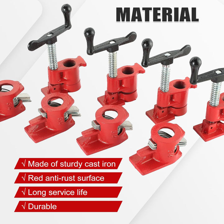 FLK Tech Pipe Clamps for Woodworking 3/4" Woodworking Pipe Clamps Wood Gluing Pipe Clamp Set, Heavy Duty Bar Clamps (4 Pack, 3/4") - Just Closeouts Canada Inc.