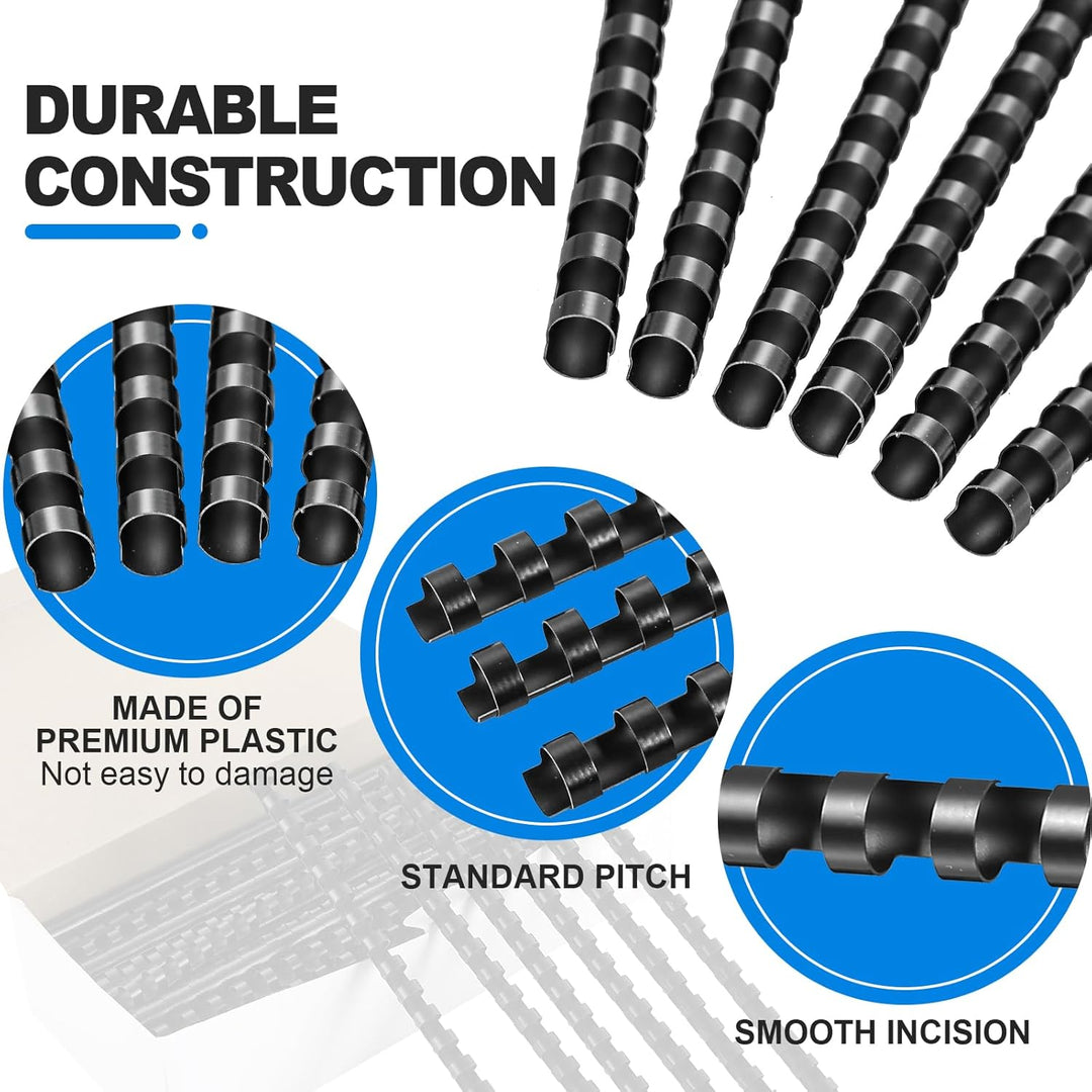 FLKQC 100PCS Plastic Combs 21 Ring Binding Spines 1/2 Inch Diameter, 65 Sheet Capacity, A4, Black Binding Comb (1/2" 65 Sheet Capacity) - Just Closeouts Canada Inc.