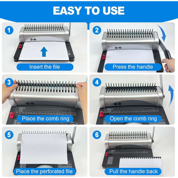 FLKQC 100PCS Plastic Combs 21 Ring Binding Spines 1/2 Inch Diameter, 65 Sheet Capacity, A4, Black Binding Comb (1/2" 65 Sheet Capacity) - Just Closeouts Canada Inc.