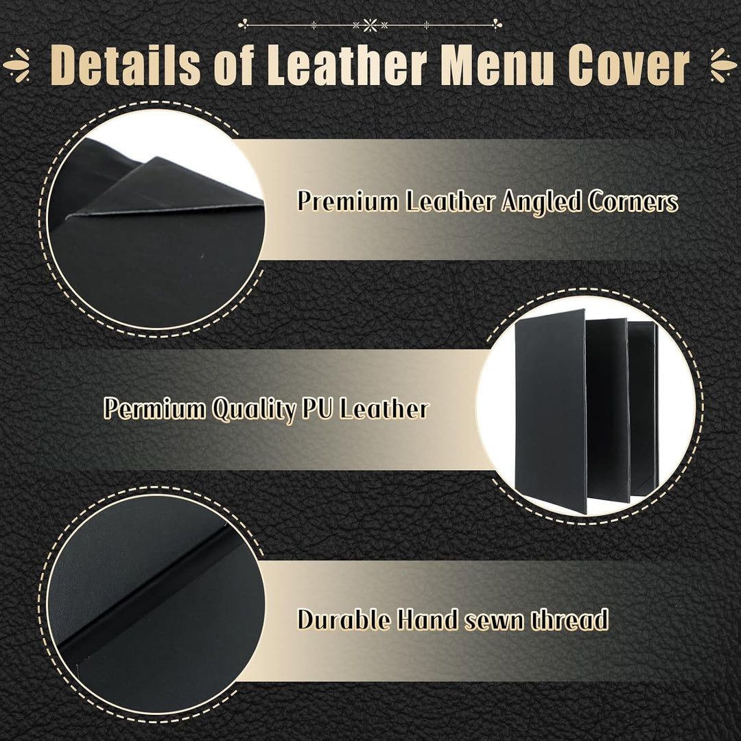 FLKQC Menu Covers Menu Holders | 10PCS Restaurant Menu Covers Synthetic Leather Menu Sleeves Black Menu Protectors with Angled Corners for Wine List, Drinks (8.5" X 11") - Just Closeouts Canada Inc.