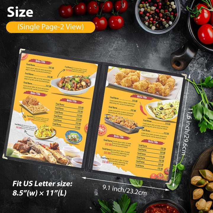 FLKQC Menu Covers Menu Holders 8.5" x 11" | 10PCS Transparent Restaurant Menu Covers Menu Sleeves for Kitchen, Drink, Wine Menu Covers Black (2 Page) - Just Closeouts Canada Inc.