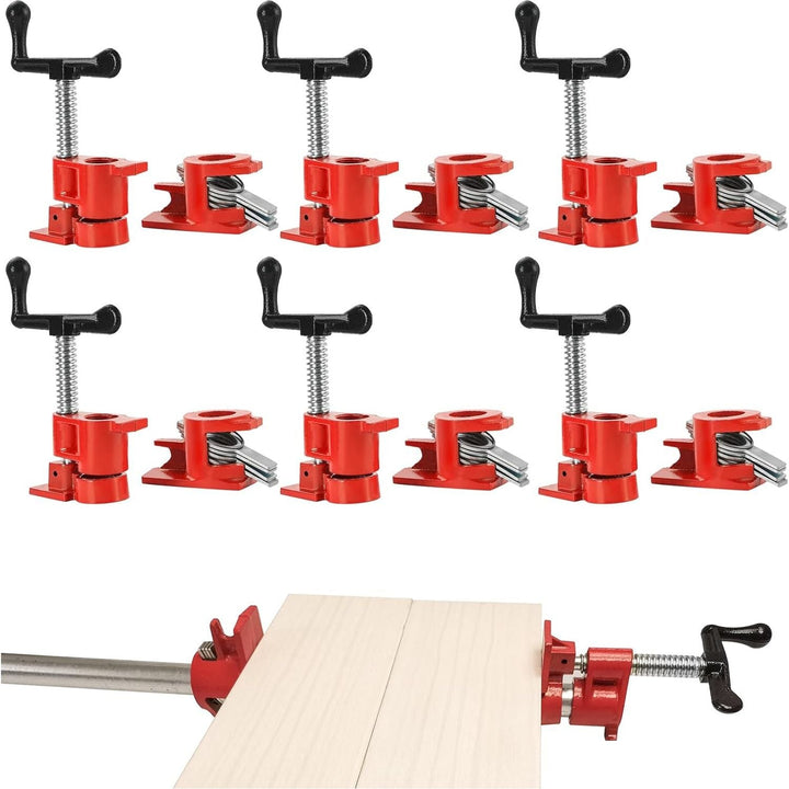 FLKQC Wood Gluing Pipe Clamp Set, Heavy Duty Cast Iron Quick Release Pipe Clamps for Woodworking, Pipe Clamps Quick Release for Woodworking, Carpentry, Home Improvement, and DIY Projects (6, 3/4") - Just Closeouts Canada Inc.