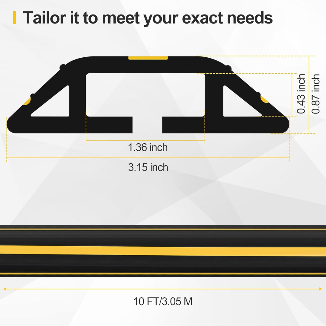Floor Cord Cover 10Ft Heavy Duty PVC Floor Cable Protector Electric Cord Hider Cable Management Floor Strip Extension Cord Covers Cable Raceway for Wires on Floor Inner Channel 1.36" W x 0.43" H - Just Closeouts Canada Inc.