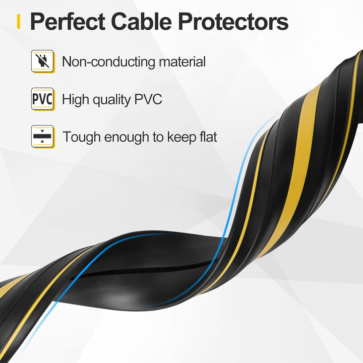 Floor Cord Cover 10Ft Heavy Duty PVC Floor Cable Protector Electric Cord Hider Cable Management Floor Strip Extension Cord Covers Cable Raceway for Wires on Floor Inner Channel 1.36" W x 0.43" H - Just Closeouts Canada Inc.