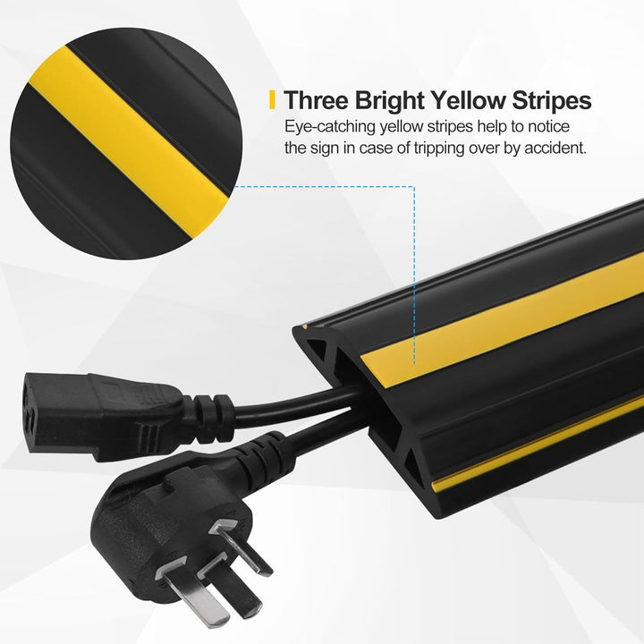 Floor Cord Cover 10Ft Heavy Duty PVC Floor Cable Protector Electric Cord Hider Cable Management Floor Strip Extension Cord Covers Cable Raceway for Wires on Floor Inner Channel 1.36" W x 0.43" H - Just Closeouts Canada Inc.