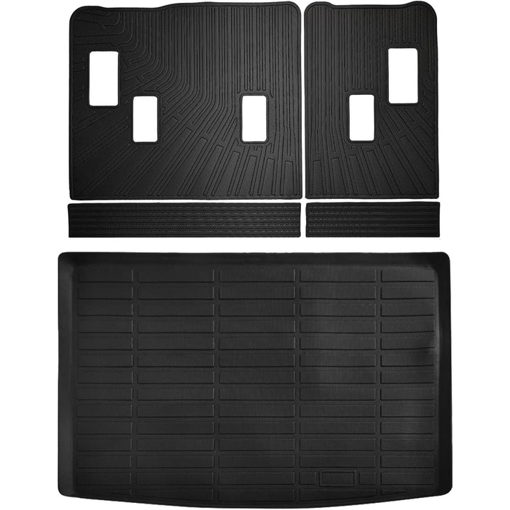 Floor Mats for Chevy Chevrolet Suburban/GMC Yukon XL 2024-2021 Floor Mats & Cargo Liner with Backrest Mat Full Set All Weather Protection TPE for Suburban Accessories (8seat) - Just Closeouts Canada Inc.