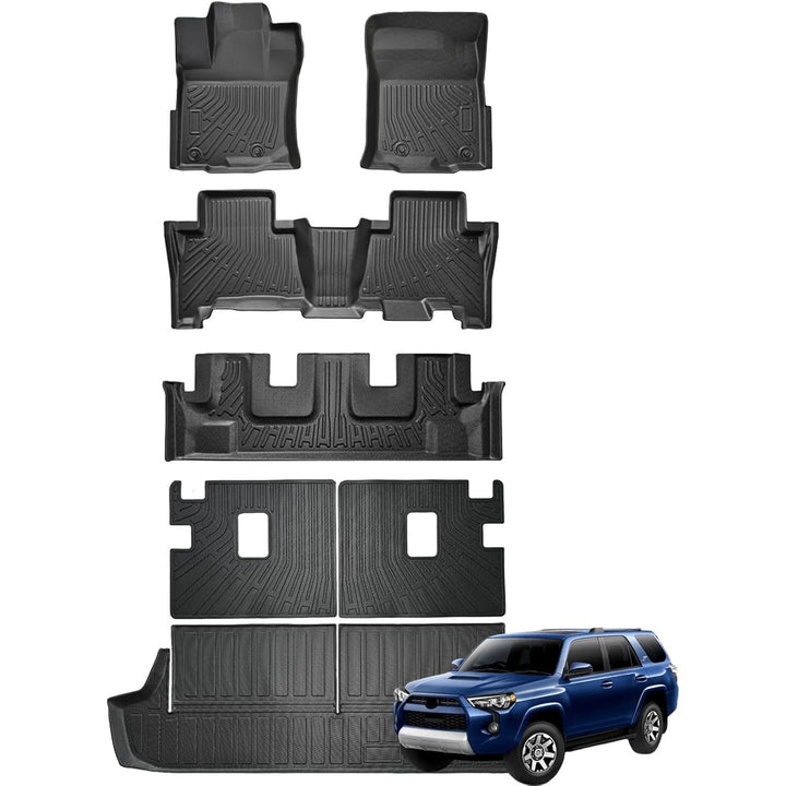 Floor Mats for Toyota 4Runner 2010-2024 Floor Mats & Cargo Liner with Backrest Mat Full Set 7 Seater All Weather Protection TPE for Toyota 4Runner Accessories Waterproof Heavy - Just Closeouts Canada Inc.