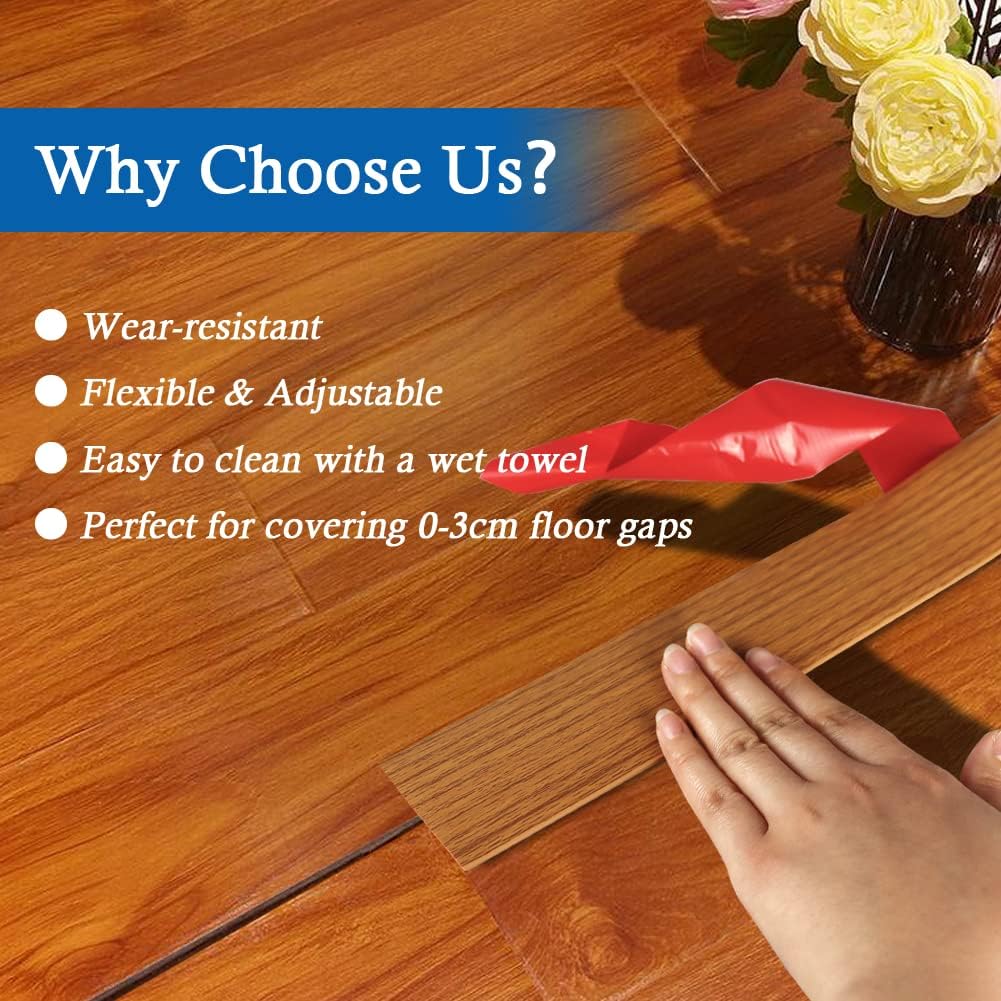 Floor Transition Strip Floor Cover Strips Self Adhesive Flooring Transitions Laminate Floor Strip 2" Wide Vinyl Floor Flat Divider Strip Elegant Wood Grain Design (5cm, 20Ft, Light Brown) - Just Closeouts Canada Inc.