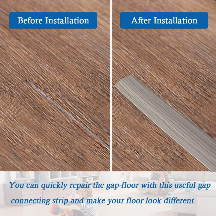Floor Transition Strip Floor Cover Strips Self Adhesive Flooring Transitions Laminate Floor Strip 2" Wide Vinyl Floor Flat Divider Strip Elegant Wood Grain Design (6.56Ft, Gray) - Just Closeouts Canada Inc.