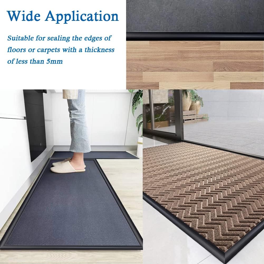 Floor Transition Strip Self Adhesive Carpet & Flooring Transitions Edging Trim Strip PVC Threshold Transitions Suitable for Threshold Height Less Than 5mm (6.56Ft, Black) - Just Closeouts Canada Inc.