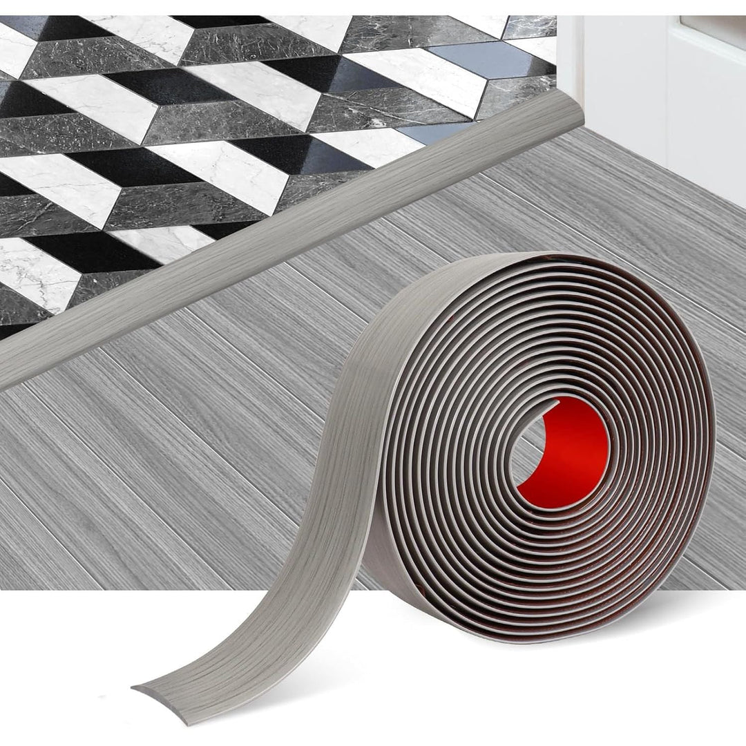 Floor Transition Strip Self Adhesive Floor Cover Strips Laminate 2" Wide Vinyl Flat Divider Transitions Elegant Wood Grain Design (5cm, 20Ft, Dark Gray) - Just Closeouts Canada Inc.