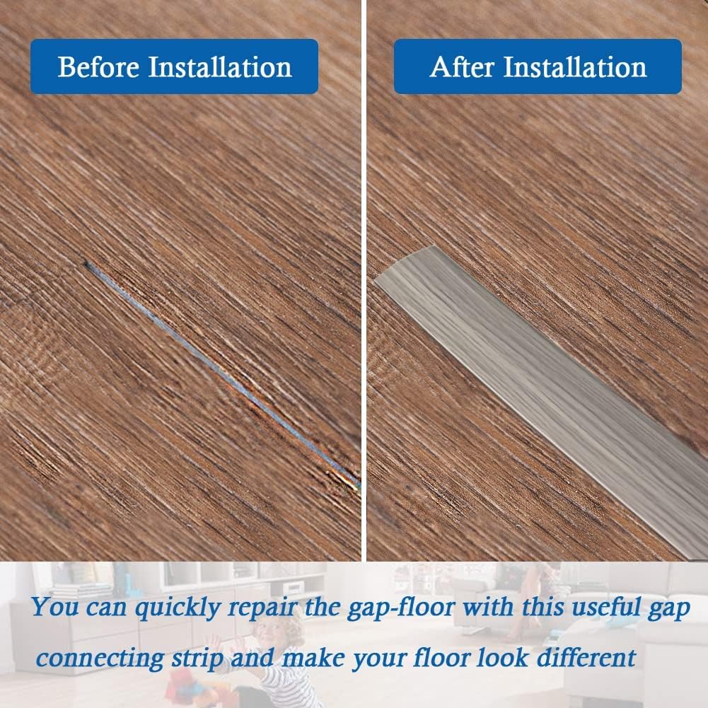 Floor Transition Strip Self Adhesive Floor Cover Strips Laminate 3" Wide Vinyl Flat Divider Transitions Elegant Wood Grain Design (7.6cm, 10Ft, Gray) - Just Closeouts Canada Inc.