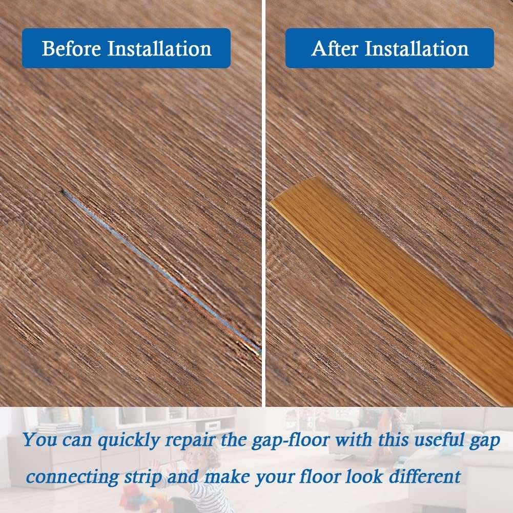 Floor Transition Strip Self Adhesive Flooring Transitions 2" Wide Vinyl Flat Divider Elegant Wood Grain Design (6.56Ft, Light Brown) - Just Closeouts Canada Inc.