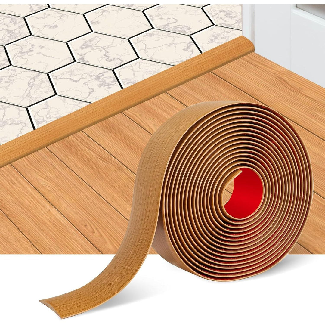 Floor Transition Strip Self Adhesive Flooring Transitions 2" Wide Vinyl Flat Divider Elegant Wood Grain Design (6.56Ft, Light Brown) - Just Closeouts Canada Inc.