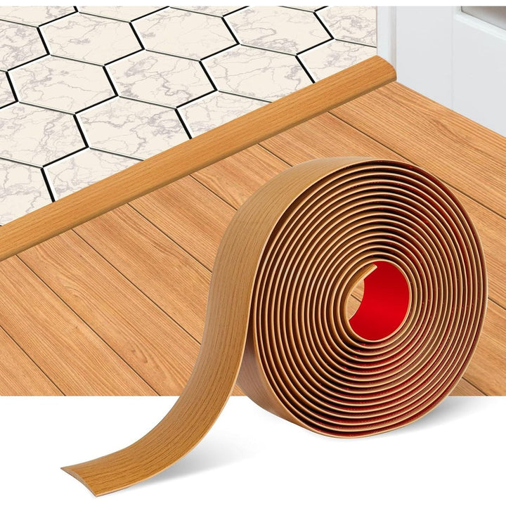 Floor Transition Strip Self Adhesive Flooring Transitions 2" Wide Vinyl Flat Divider Elegant Wood Grain Design (6.56Ft, Light Brown) - Just Closeouts Canada Inc.