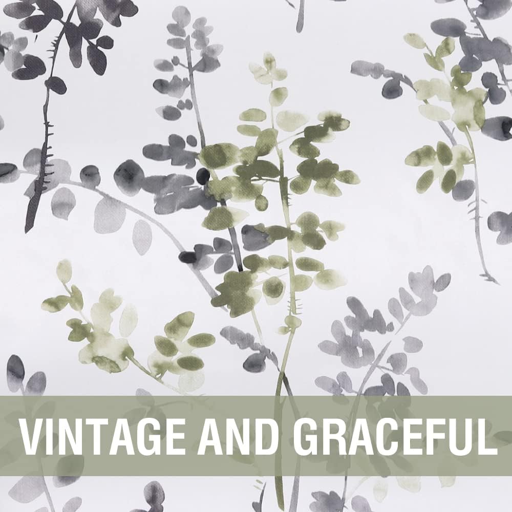 Floral Grommet Curtains, Grey and Sage, 52 x 84 in, 2 Panels - Just Closeouts Canada Inc.