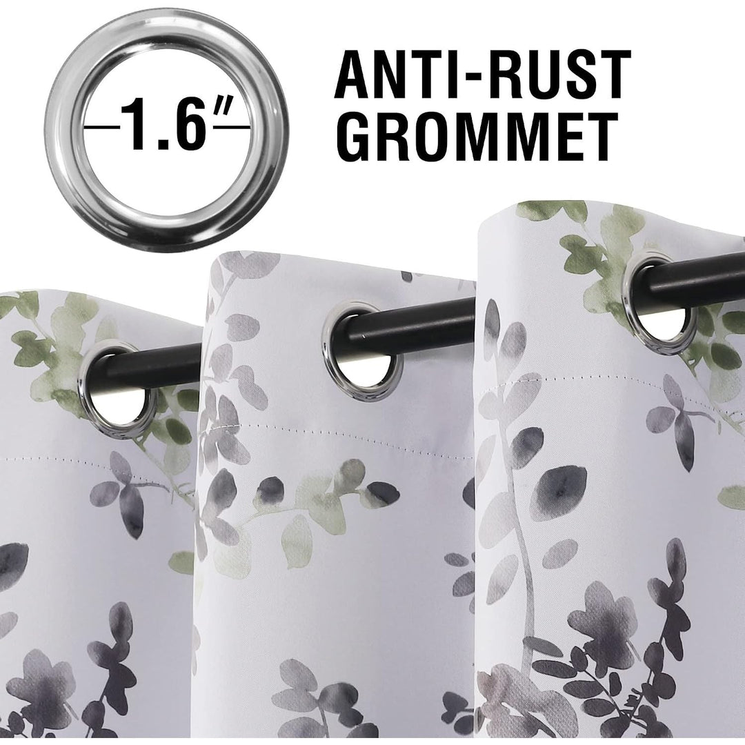 Floral Grommet Curtains, Grey and Sage, 52 x 84 in, 2 Panels - Just Closeouts Canada Inc.