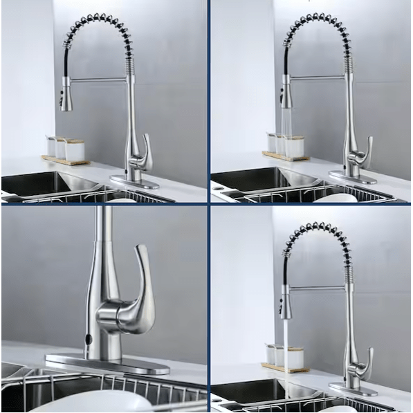FLOW Motion Activated & Manual Single - Handle Pull - Down Spring Neck Sprayer Kitchen Faucet, Oil Rubbed Bronze - Just Closeouts Canada Inc.